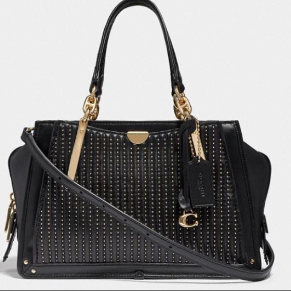 Coach 1941 Handbags - COACH 1941 DREAMER SATCHEL IN BLACK QUILTED LEATHER WITH ALLOVER GOLD RIVETS
